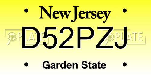 D52PZJ New Jersey License Plate