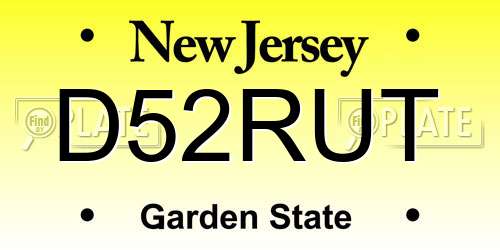 D52RUT New Jersey License Plate