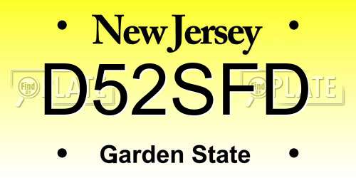 D52SFD New Jersey License Plate