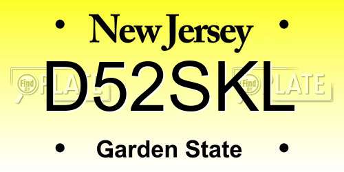 D52SKL New Jersey License Plate