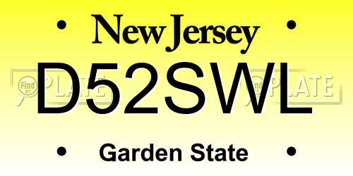 D52SWL New Jersey License Plate