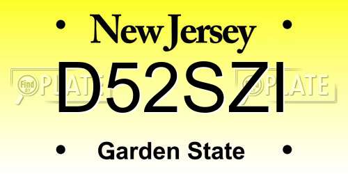 D52SZI New Jersey License Plate