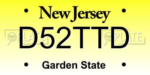 D52TTD New Jersey License Plate