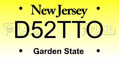 D52TTO New Jersey License Plate