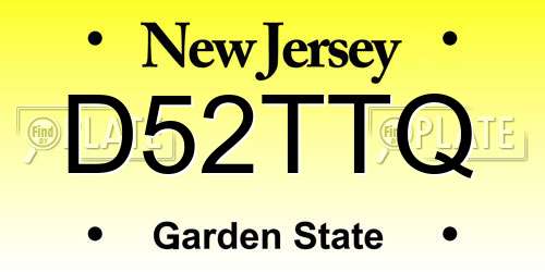 D52TTQ New Jersey License Plate