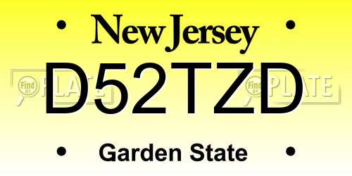 D52TZD New Jersey License Plate