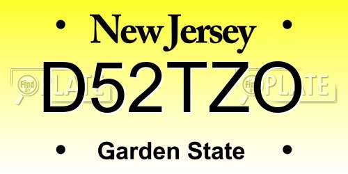 D52TZO New Jersey License Plate