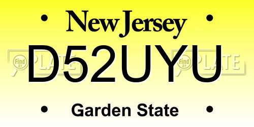 D52UYU New Jersey License Plate