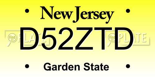 D52ZTD New Jersey License Plate