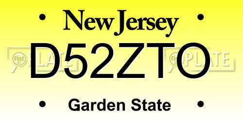 D52ZTO New Jersey License Plate