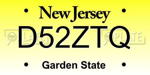 D52ZTQ New Jersey License Plate