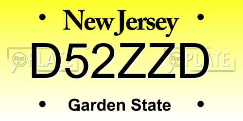 D52ZZD New Jersey License Plate