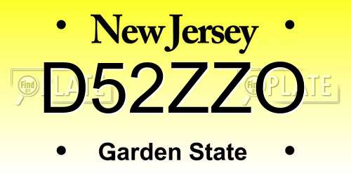 D52ZZO New Jersey License Plate