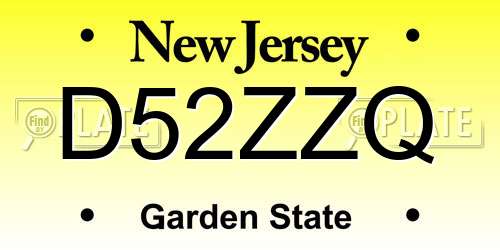 D52ZZQ New Jersey License Plate