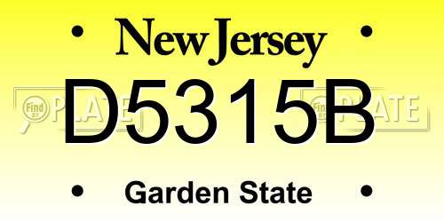 D5315B New Jersey License Plate