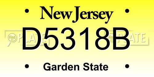 D5318B New Jersey License Plate