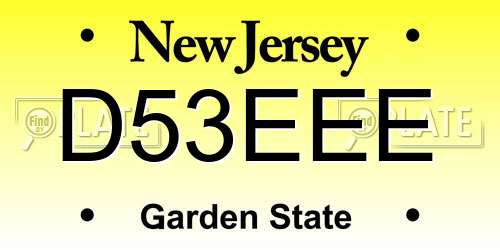 D53EEE New Jersey License Plate