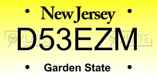 D53EZM New Jersey License Plate
