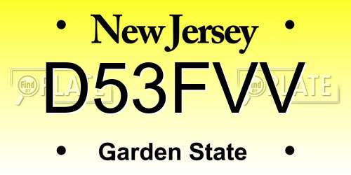 D53FVV New Jersey License Plate