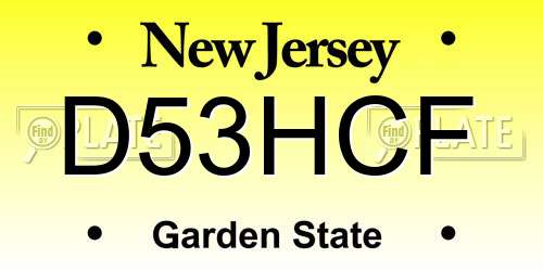 D53HCF New Jersey License Plate