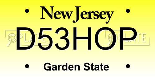 D53HOP New Jersey License Plate