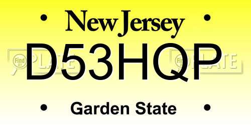 D53HQP New Jersey License Plate