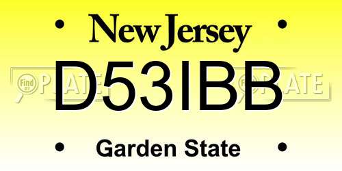 D53IBB New Jersey License Plate