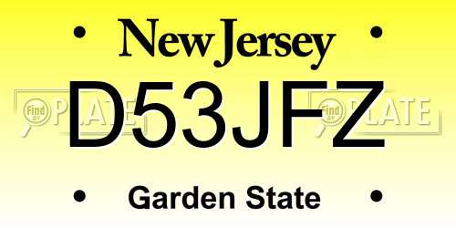 D53JFZ New Jersey License Plate