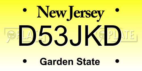 D53JKD New Jersey License Plate