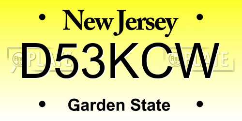 D53KCW New Jersey License Plate
