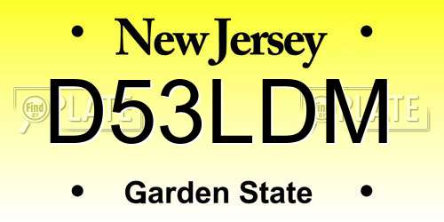 D53LDM New Jersey License Plate
