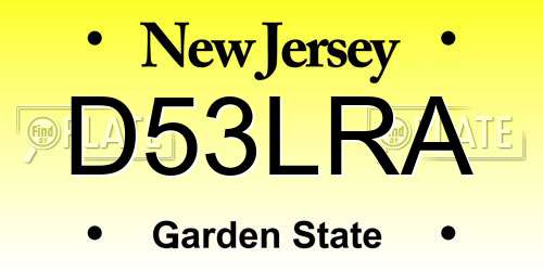 D53LRA New Jersey License Plate