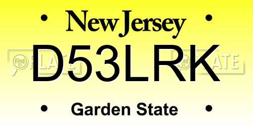 D53LRK New Jersey License Plate