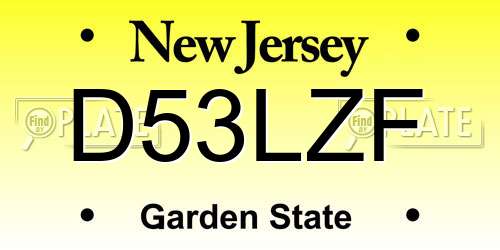 D53LZF New Jersey License Plate