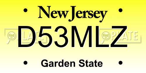 D53MLZ New Jersey License Plate