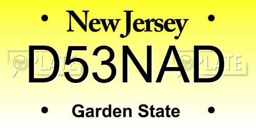 D53NAD New Jersey License Plate
