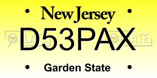 D53PAX New Jersey License Plate