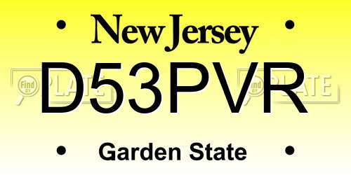 D53PVR New Jersey License Plate