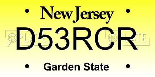 D53RCR New Jersey License Plate