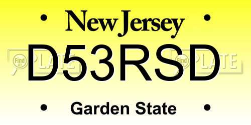 D53RSD New Jersey License Plate