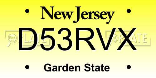 D53RVX New Jersey License Plate