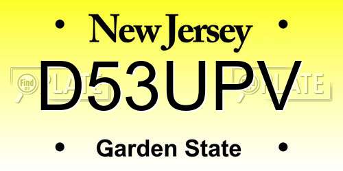 D53UPV New Jersey License Plate