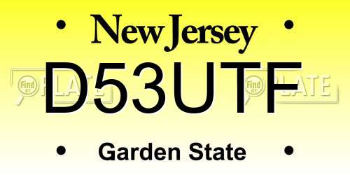 D53UTF New Jersey License Plate