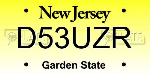 D53UZR New Jersey License Plate