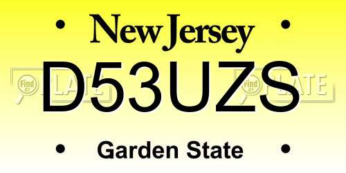 D53UZS New Jersey License Plate