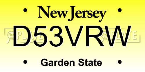 D53VRW New Jersey License Plate