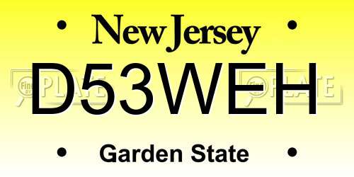D53WEH New Jersey License Plate
