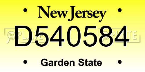 D540584 New Jersey License Plate