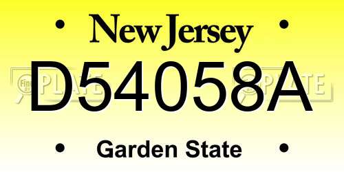 D54058A New Jersey License Plate