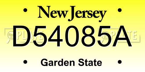 D54085A New Jersey License Plate